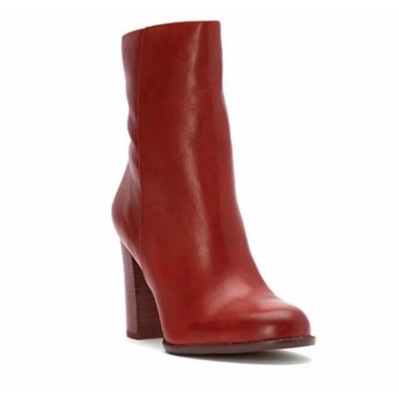 Sam Edelman Leather CAMPBELL HIGH HEEL BOOTIES IN RED Mahogany - Picture 2 of 7